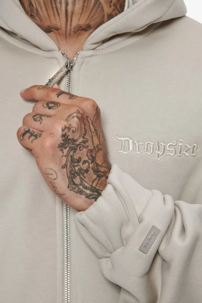 Flash Sale Dropsize Super Heavy Oversize Blank Zip Hoodie Moon Beam