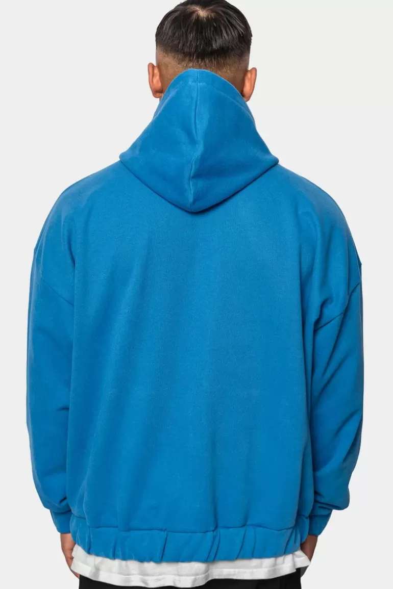 Clearance Dropsize Super Heavy Oversize Blank Zip Hoodie Royal Blue