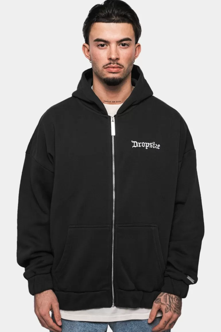 Shop Dropsize Super Heavy Oversize Blank Zip Hoodie Washed Black