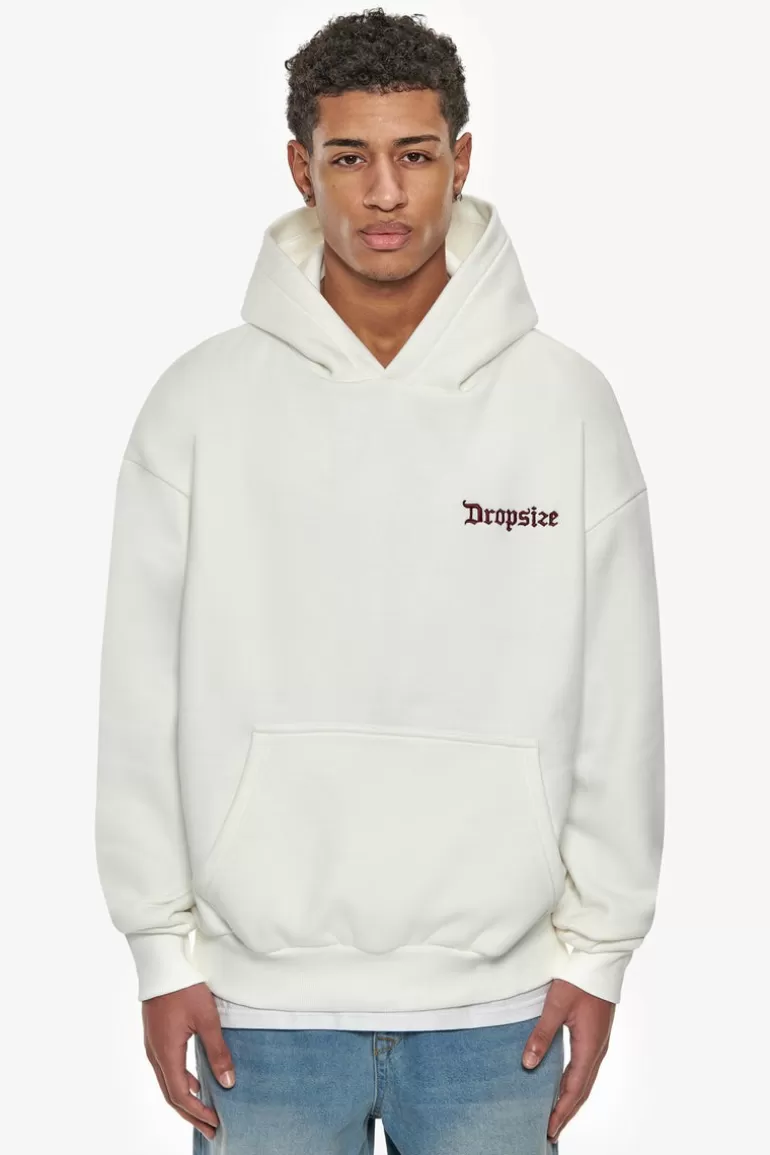 Online Dropsize Super Heavy Oversize Embo Hoodie Cream Bordeaux