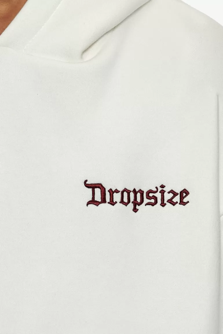 Online Dropsize Super Heavy Oversize Embo Hoodie Cream Bordeaux