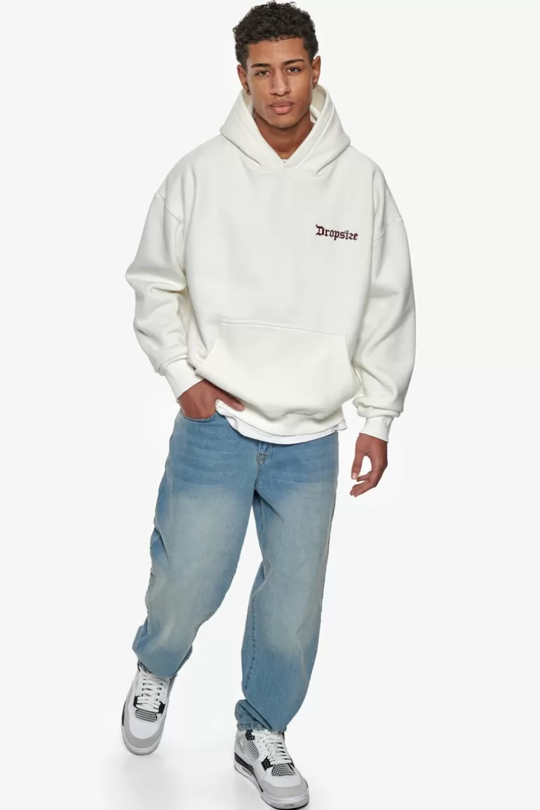 Online Dropsize Super Heavy Oversize Embo Hoodie Cream Bordeaux