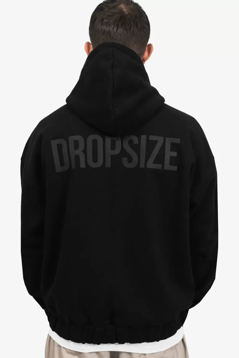 Discount Dropsize Super Heavy Oversize Hd Print Zip Hoodie Black