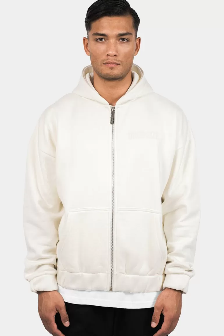 Flash Sale Dropsize Super Heavy Oversize Hd Print Zip Hoodie Cream White