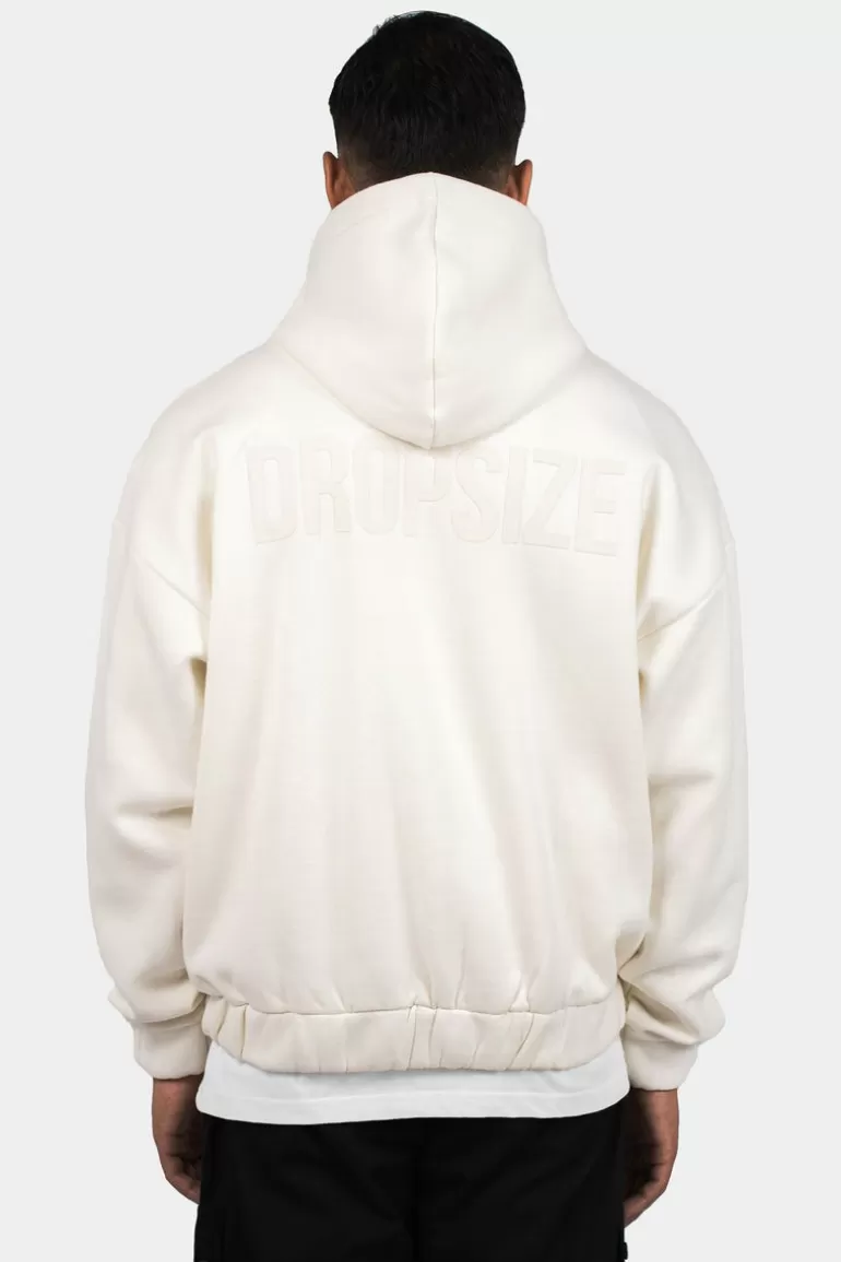 Flash Sale Dropsize Super Heavy Oversize Hd Print Zip Hoodie Cream White