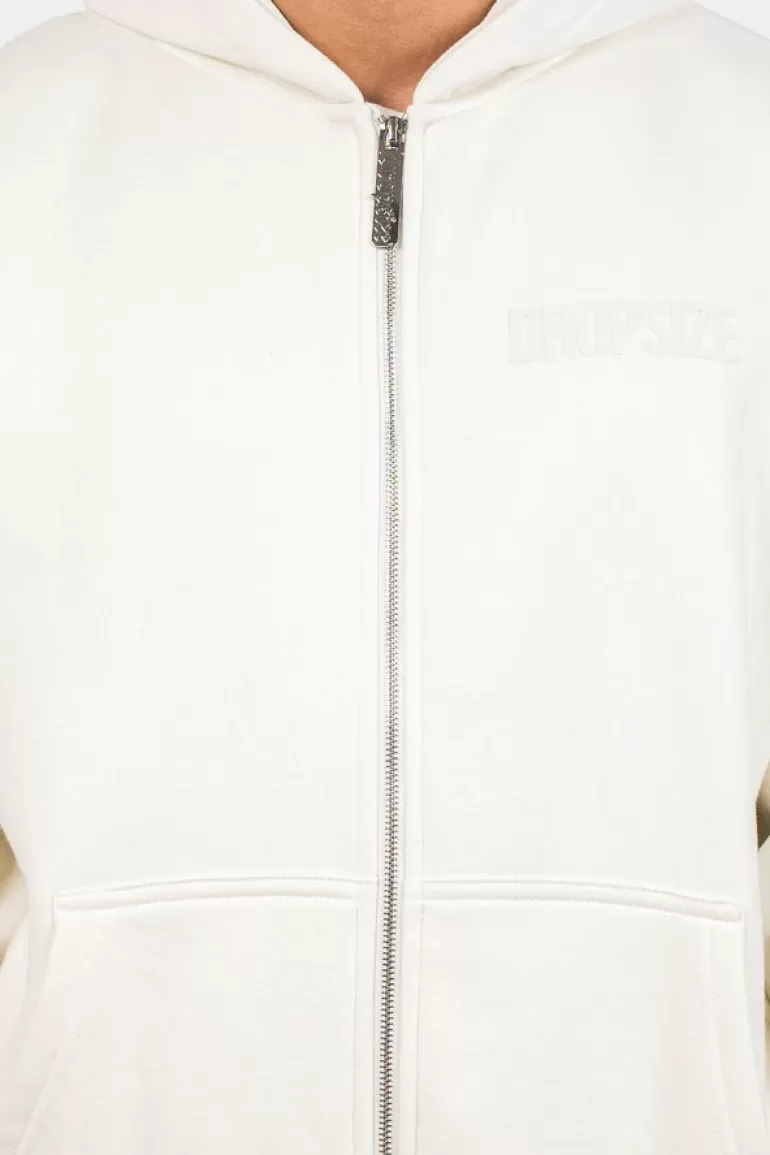 Flash Sale Dropsize Super Heavy Oversize Hd Print Zip Hoodie Cream White