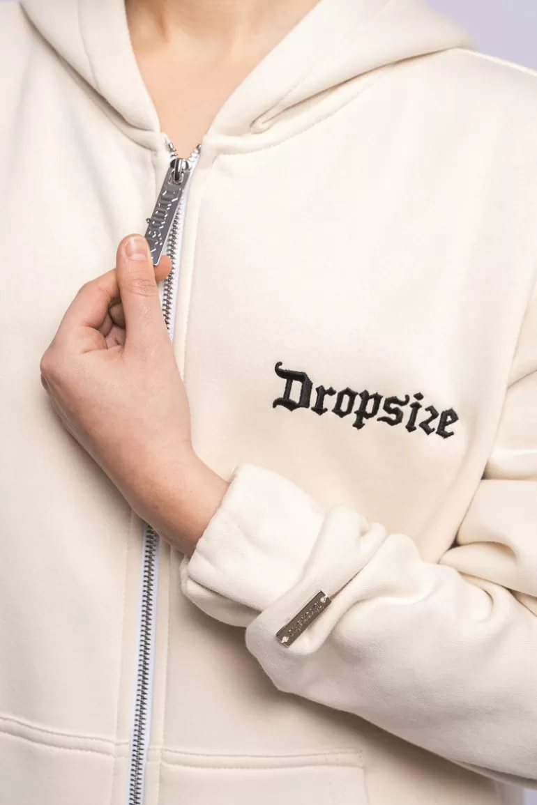 Store Dropsize Super Heavy Oversize Logo Zip Hoodie Coconut Milk