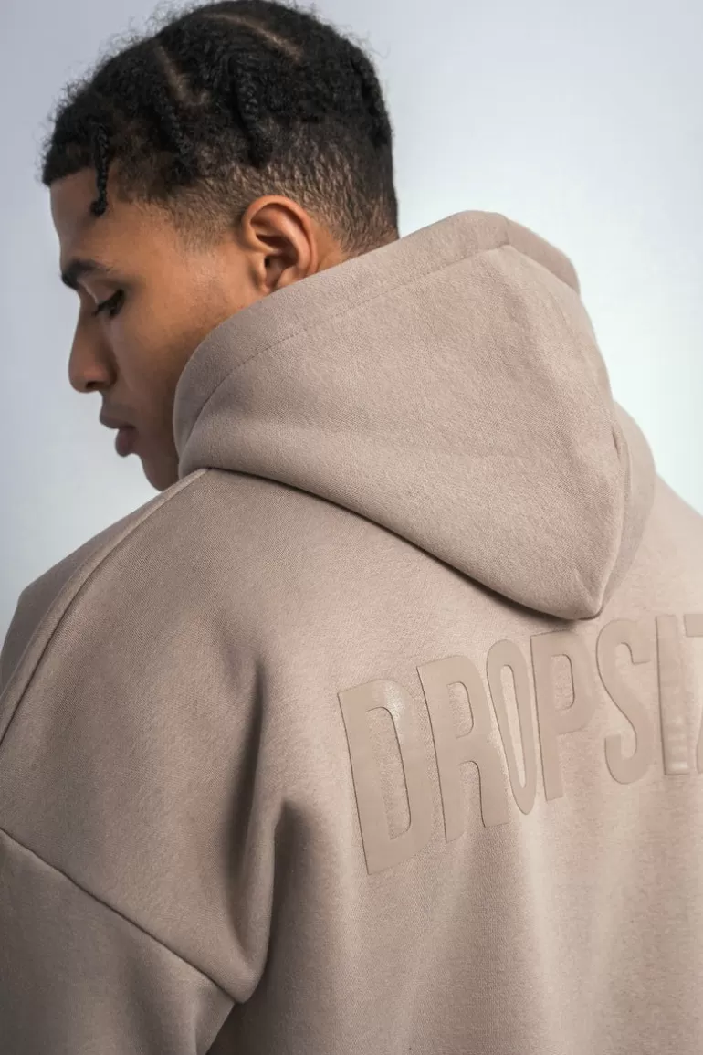 Cheap Dropsize Super Heavy Oversize Logo Zip Hoodie Simply Taupe