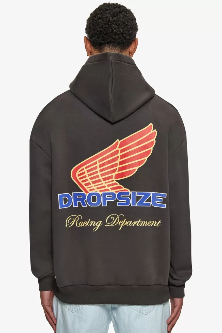 Cheap Dropsize Super Heavy Oversize Racing Department Hoodie Washed Black