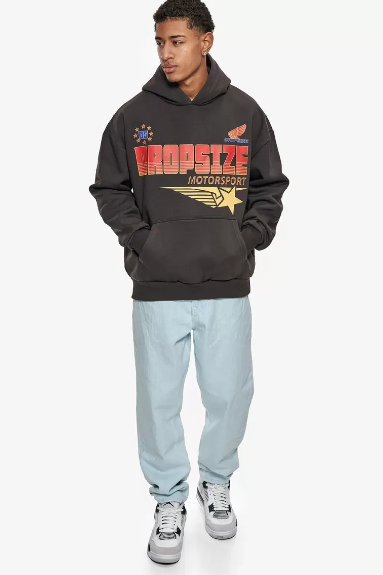Cheap Dropsize Super Heavy Oversize Racing Department Hoodie Washed Black