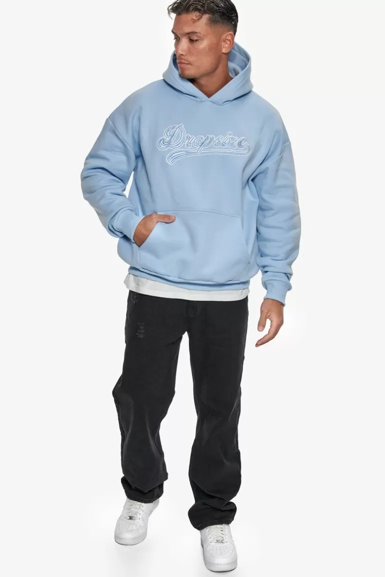 Flash Sale Dropsize Super Heavy Oversize Smooth Logo Hoodie Baby Blue