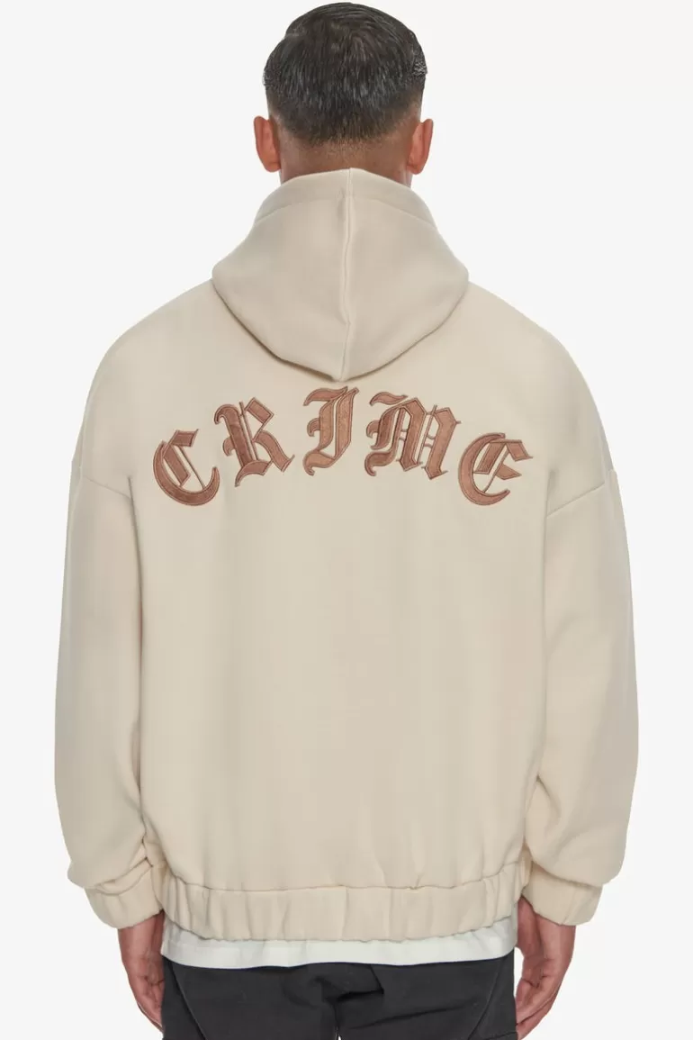 Clearance Dropsize Super Heavy Oversized Crime Zip Hoodie Coconut Milk