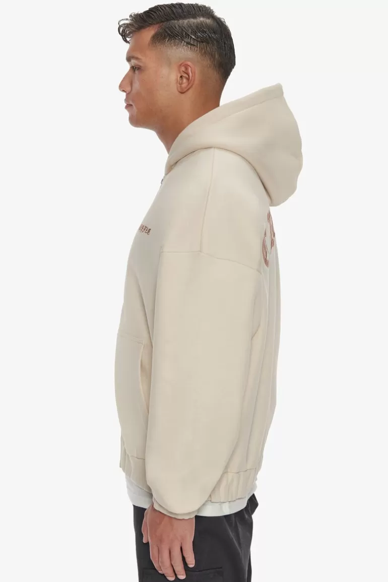 Clearance Dropsize Super Heavy Oversized Crime Zip Hoodie Coconut Milk