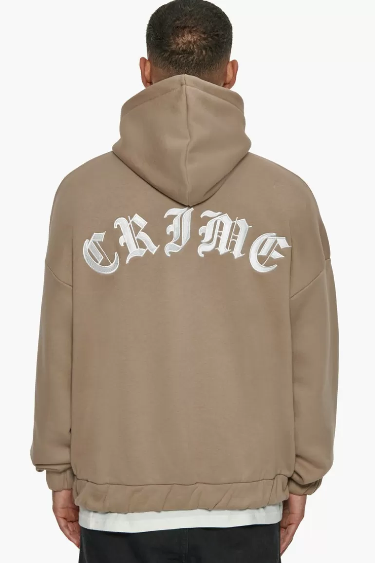 Fashion Dropsize Super Heavy Oversized Crime Zip Hoodie Silver Mink