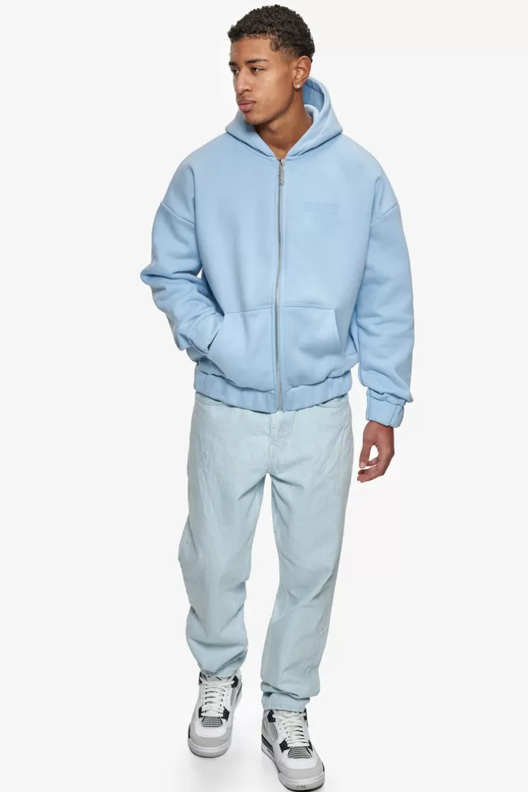 Cheap Dropsize Super Heavy Oversized Hd Print Zip Hoodie V2 Baby Blue