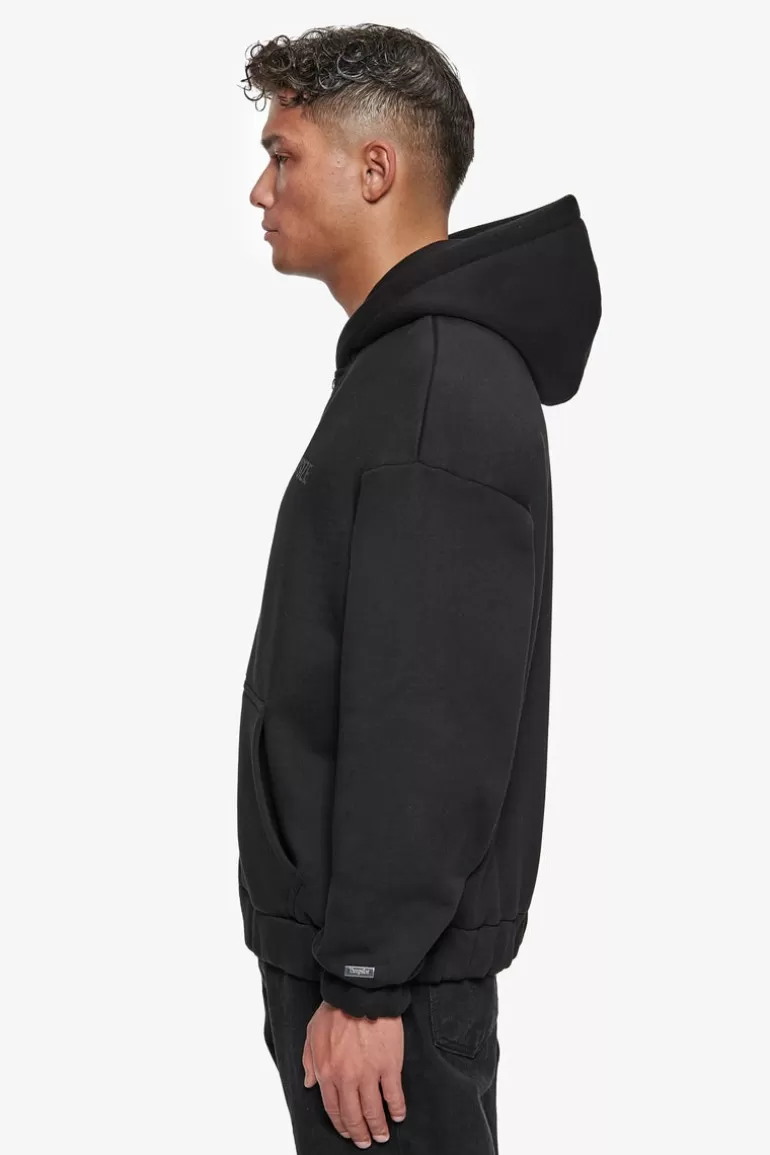 Shop Dropsize Super Heavy Oversized Hd Print Zip Hoodie V2 Black