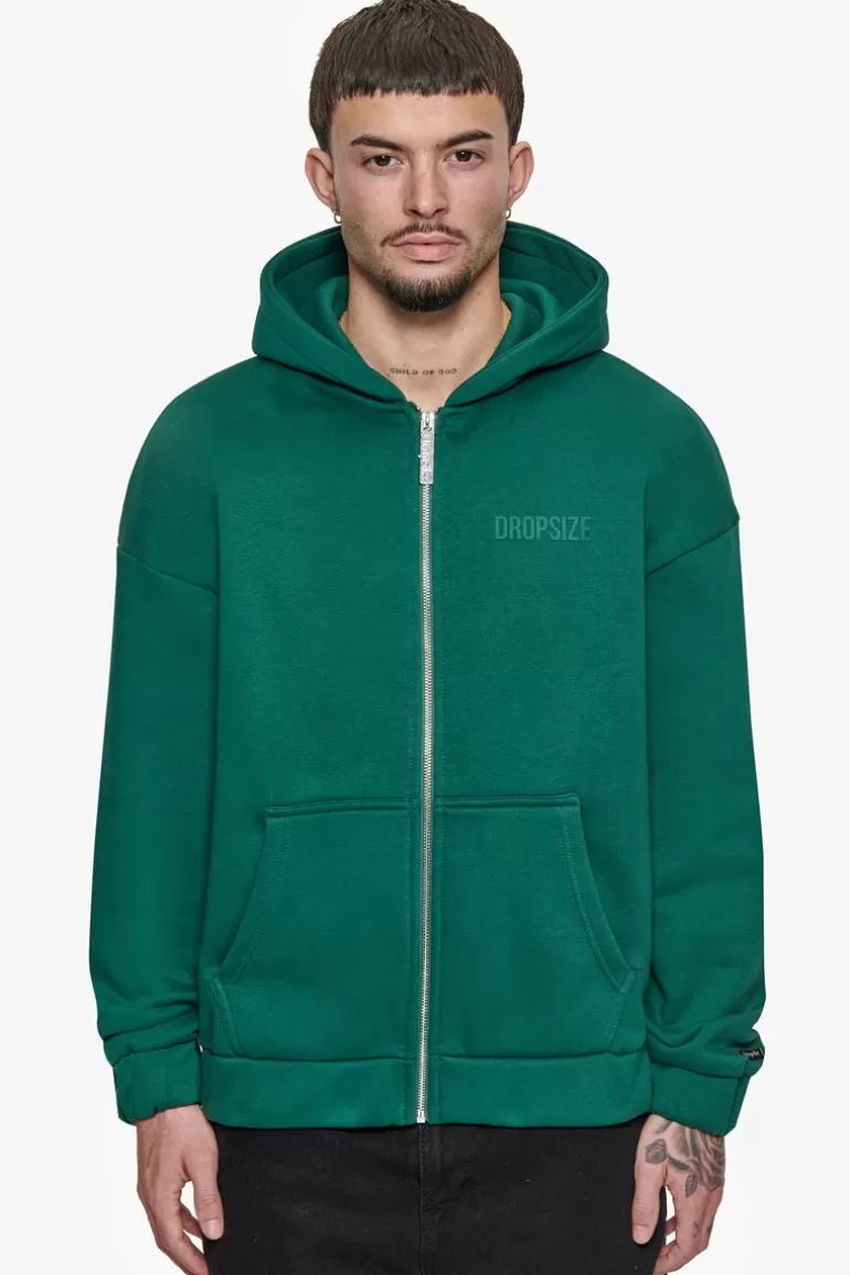 Flash Sale Dropsize Super Heavy Oversized Hd Print Zip Hoodie V2 Green