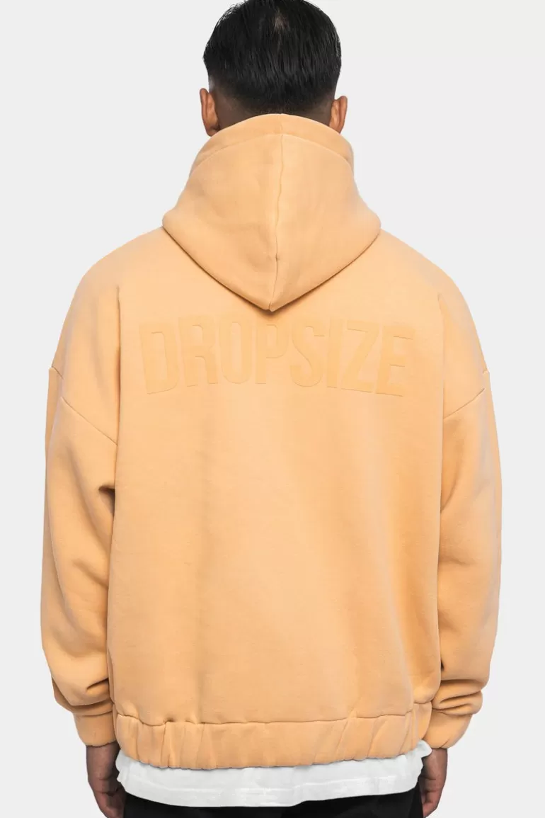 Clearance Dropsize Super Heavy Oversized Hd Print Zip-Hoodie Washed Peach